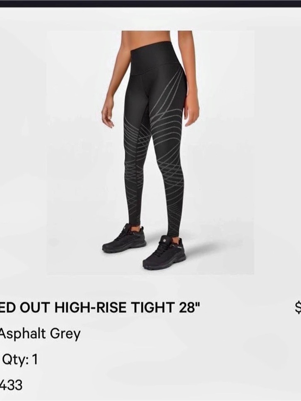 Lululemon Mapped Out HR Tight 28" Black & Gray Size 4